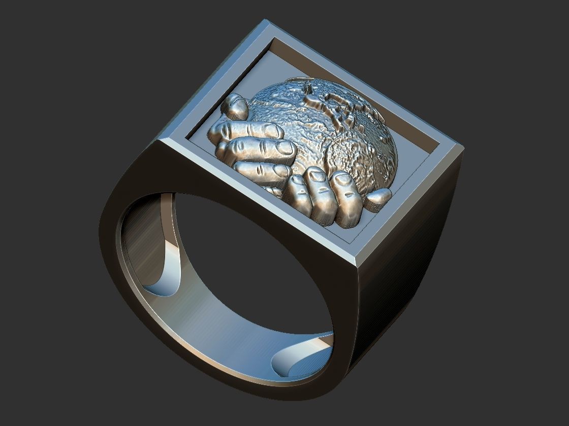 Hands Holding the World Ring 3D print model_15
