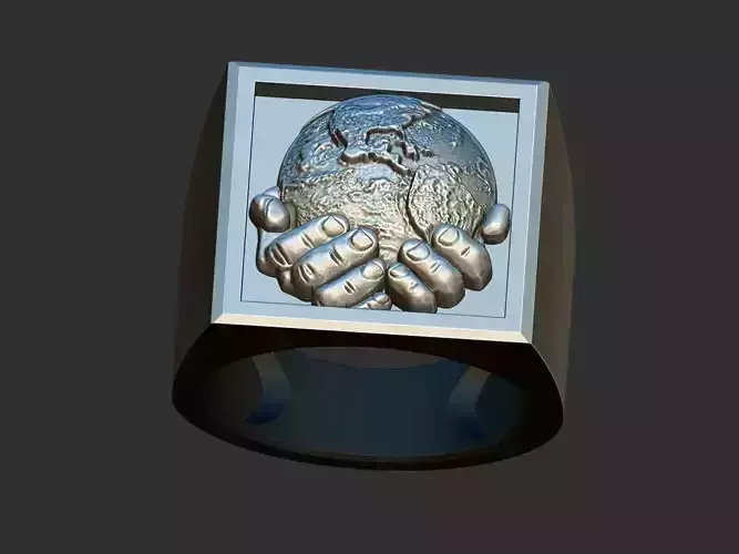 Hands Holding the World Ring 3D print model
