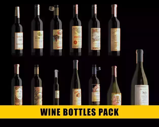 Wine Bottles Pack - Hero Assets - Realistic 3D model