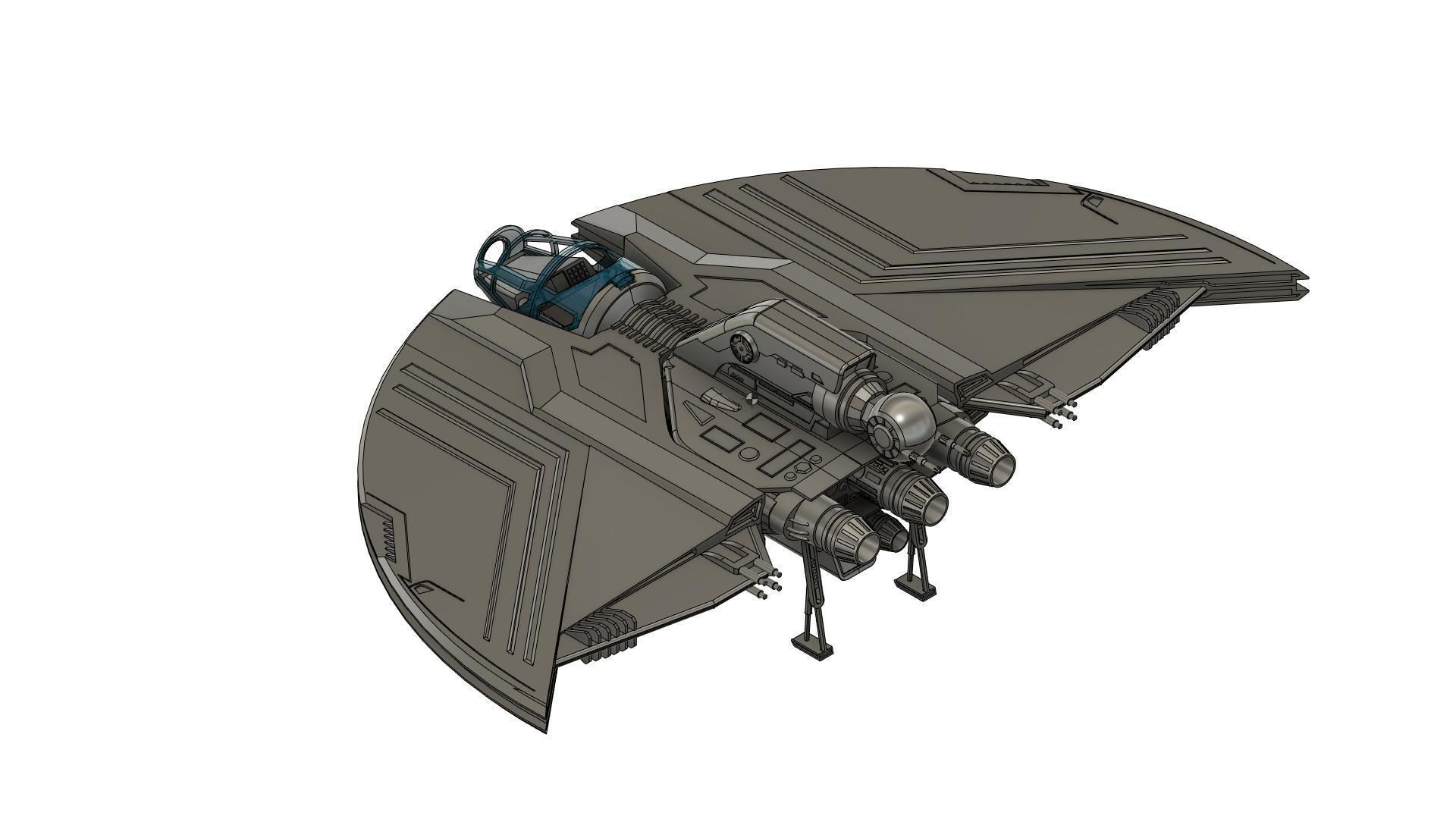 AHSOKA STAR WARS   T-6 shuttle Hasbro size for 3 75 inch 3D print model_3