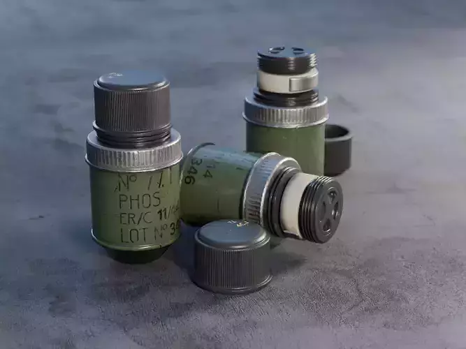 No77 White Phosphorus Smoke Grenade  - Game and VFX-Ready Low-poly 3D model
