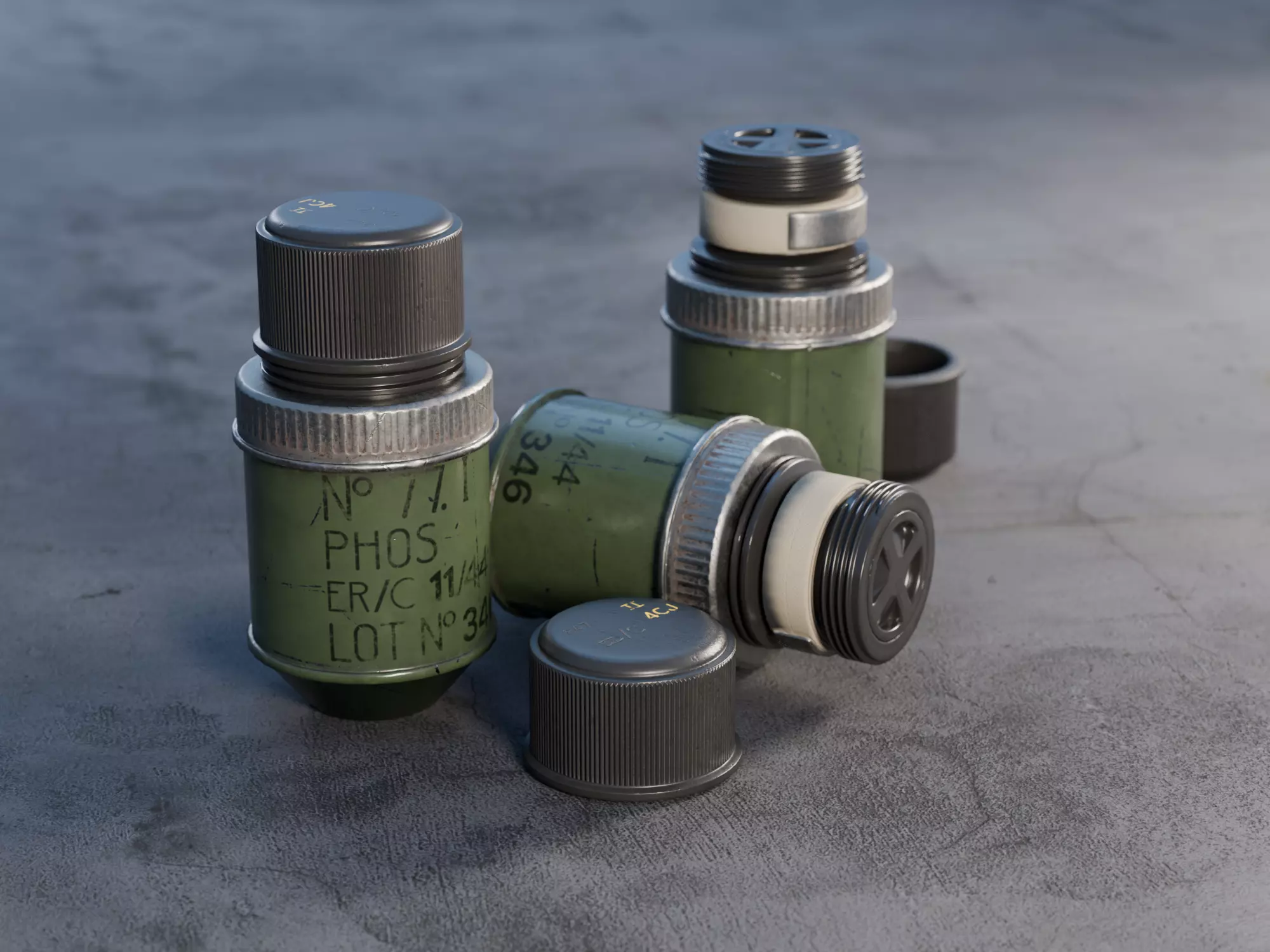 No77 White Phosphorus Smoke Grenade  - Game and VFX-Ready Low-poly 3D model_0