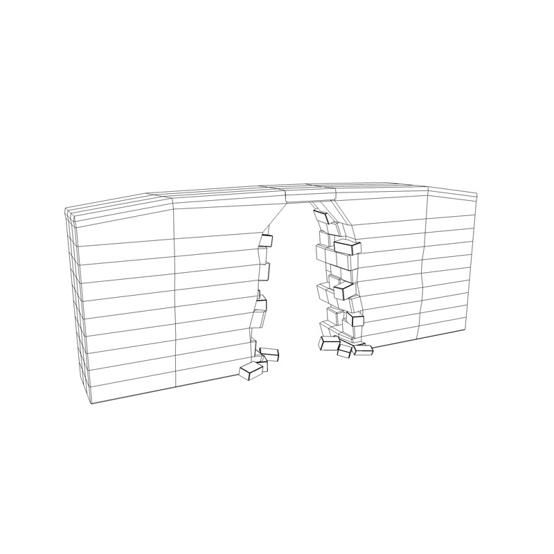 Broken wall Module Low-poly 3D model_6