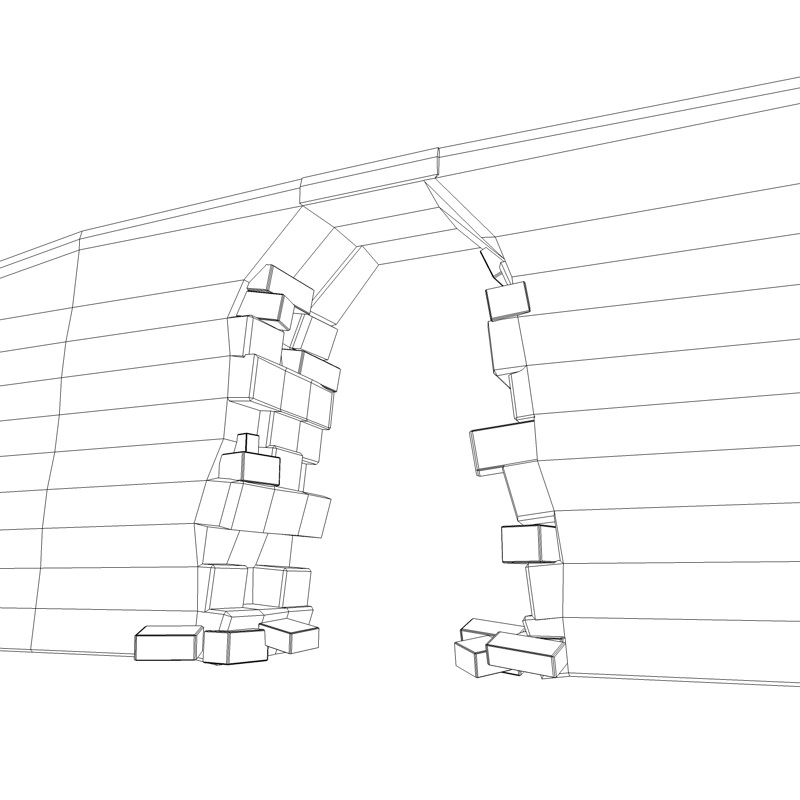 Broken wall Module Low-poly 3D model_7