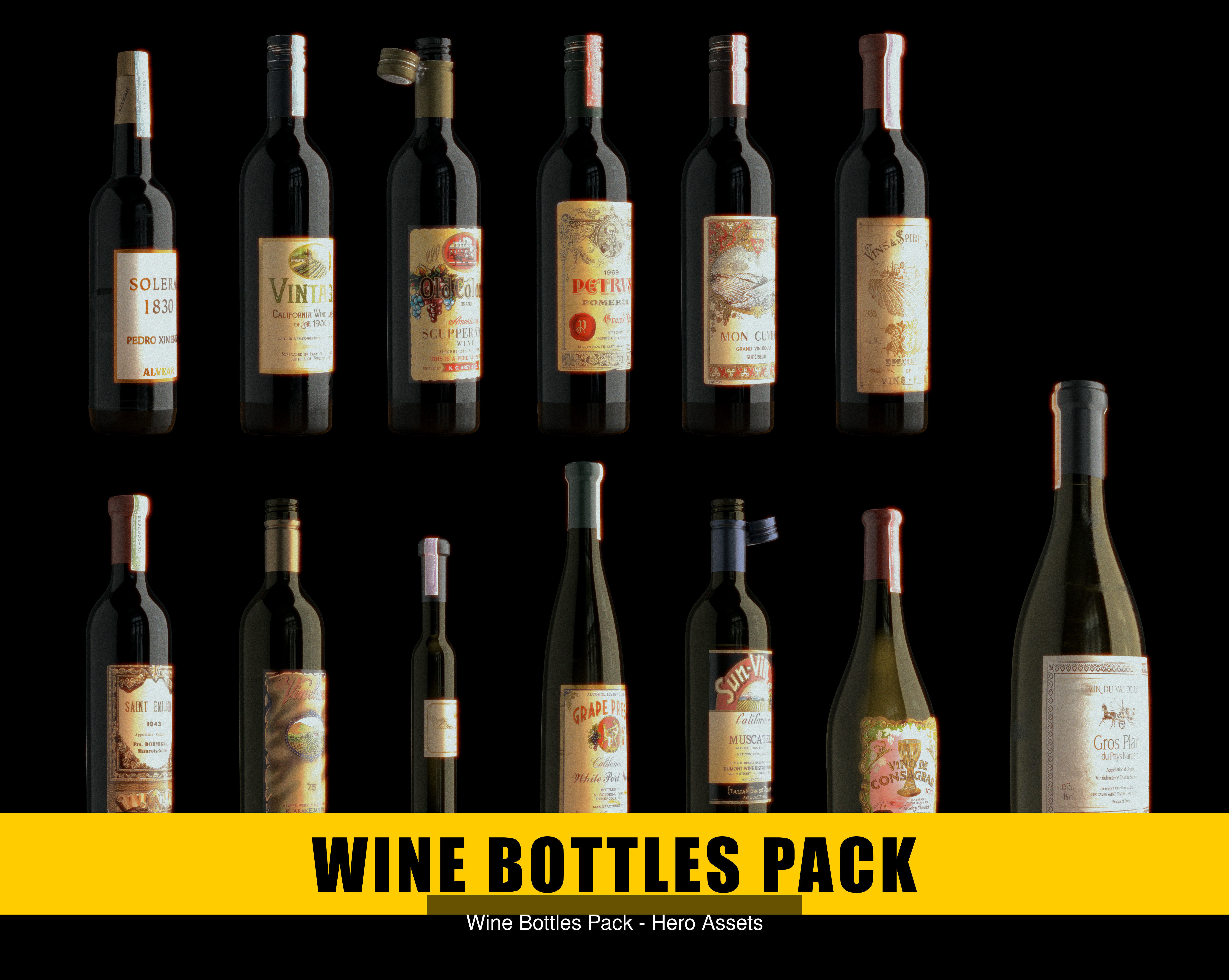 Ultimate Alcohol Bottles Pack - Hero Assets - Realistic  3D Model Collection_9