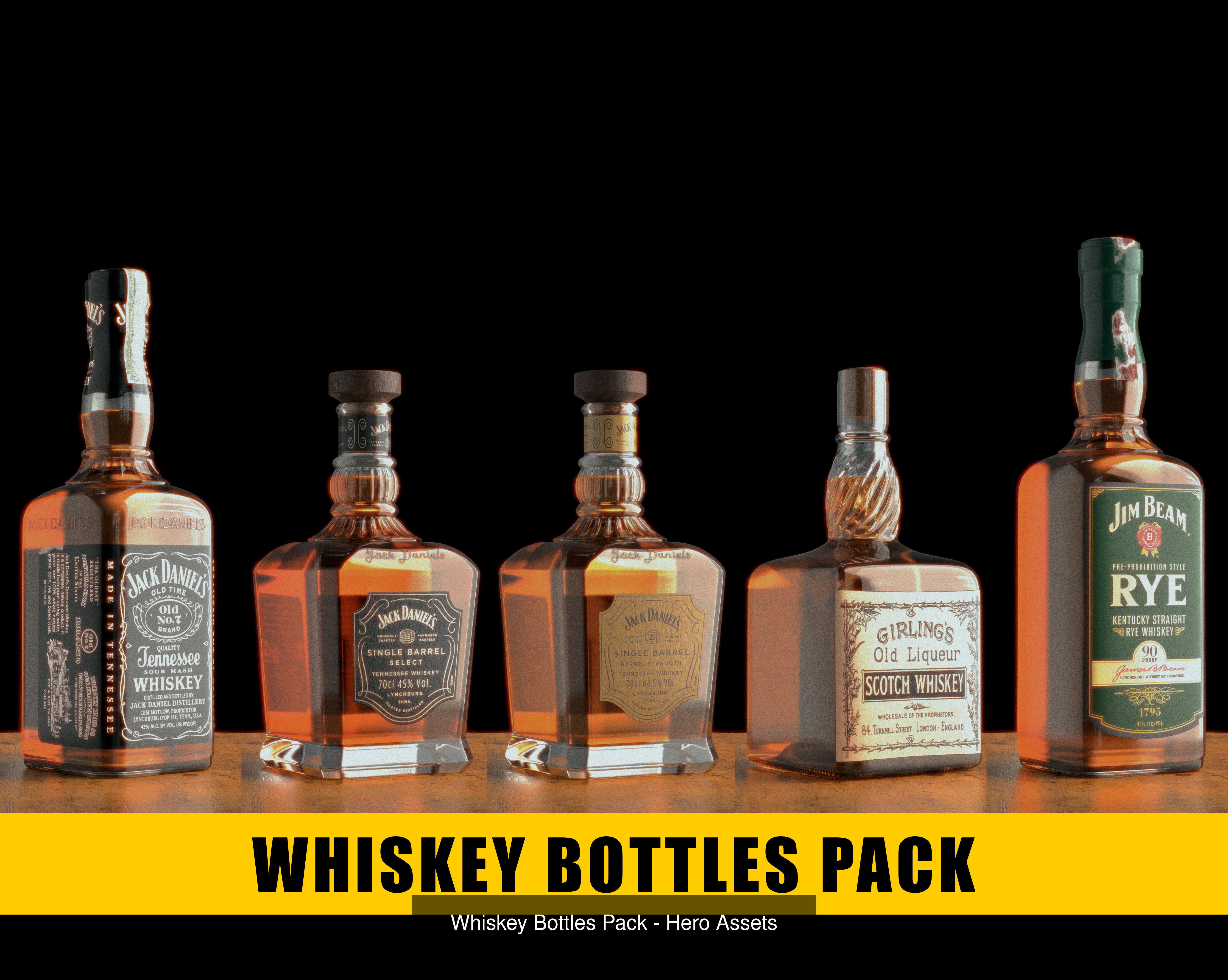 Ultimate Alcohol Bottles Pack - Hero Assets - Realistic  3D Model Collection_7