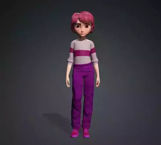 Cartoon Girl Rigged 3D model 