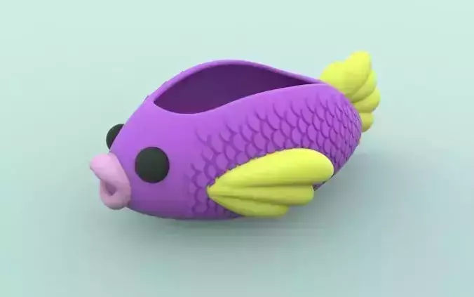 Cute Fish Flower Pot Pencil Pen Cup holder organizer 