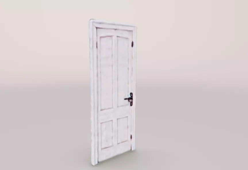 Gameready Wooden door realistic Low-poly 3D model