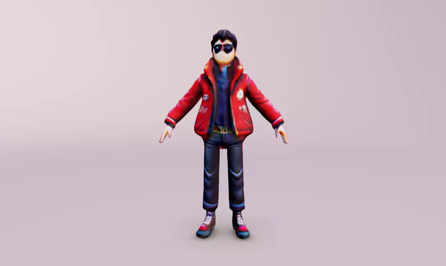 stylized handpainted studio ghibli man Free low-poly 3D model