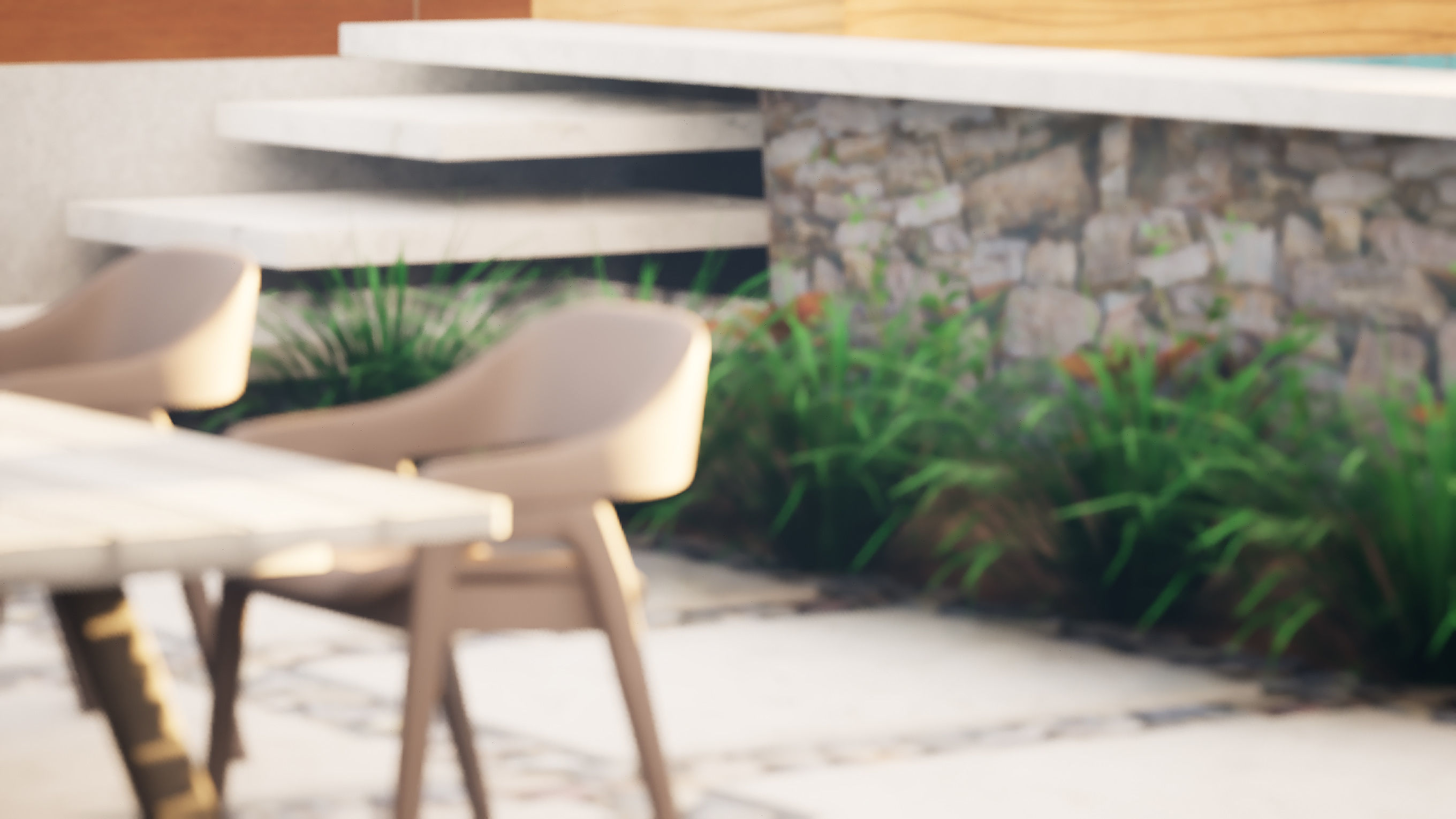 Modern Backyard Pool and Greenery 3d Low-poly 3D model_7