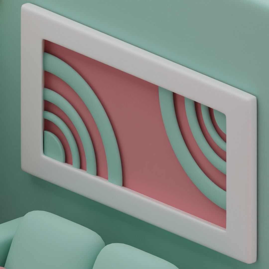 Stylized Isometric Living Room - Blue Version Free 3D model_5