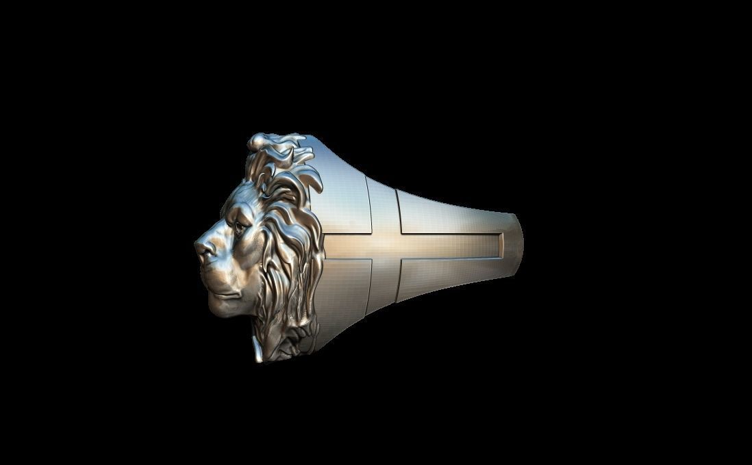 Lion cross Ring  3D print model_3
