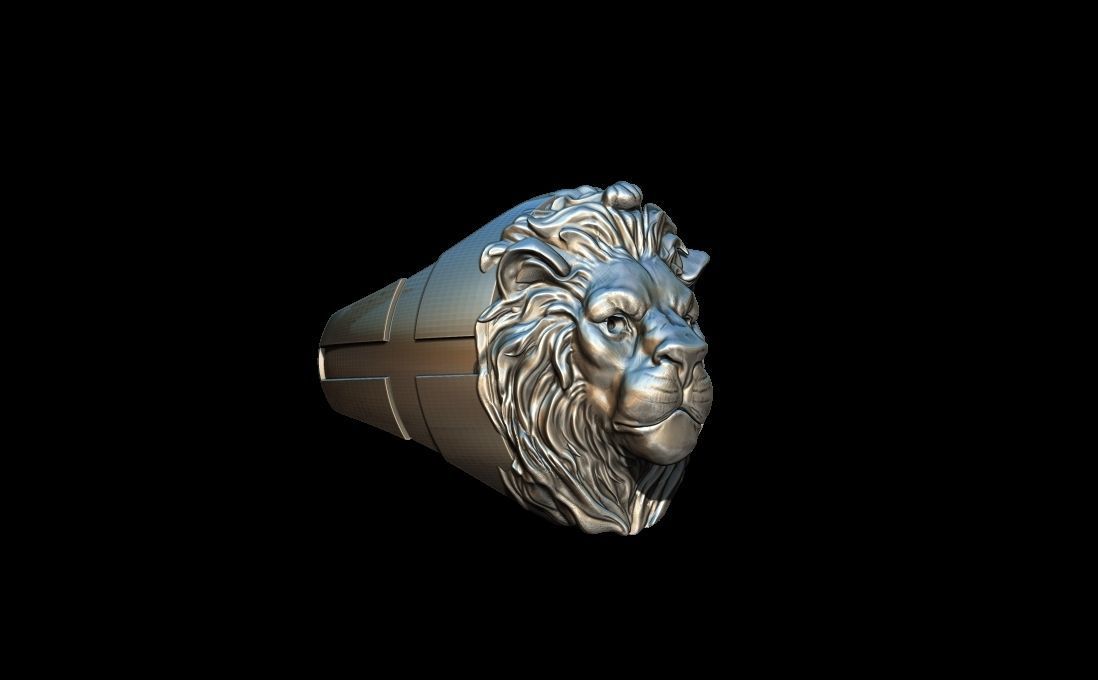 Lion cross Ring  3D print model_4
