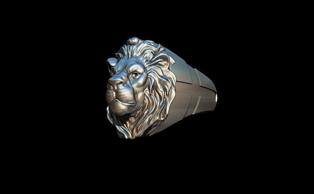 Lion cross Ring  3D print model_1