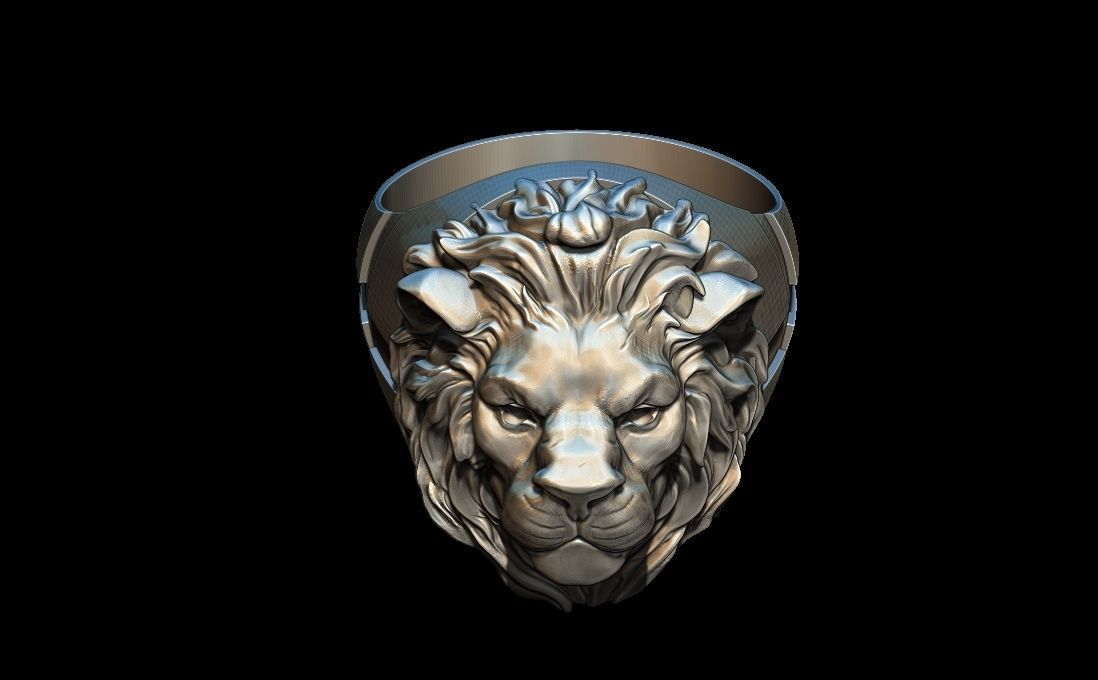 Lion cross Ring  3D print model_6