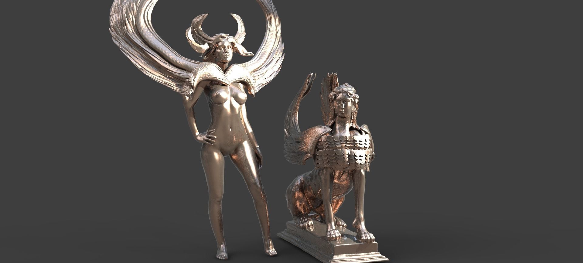 Egyptian Female Seth sculptures  3D model_1