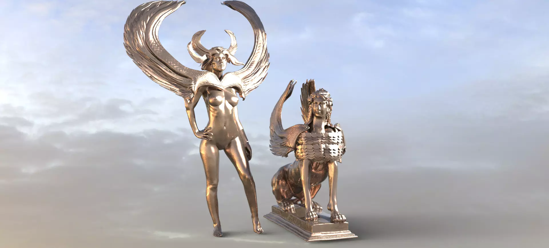 Egyptian Female Seth sculptures  3D model_0