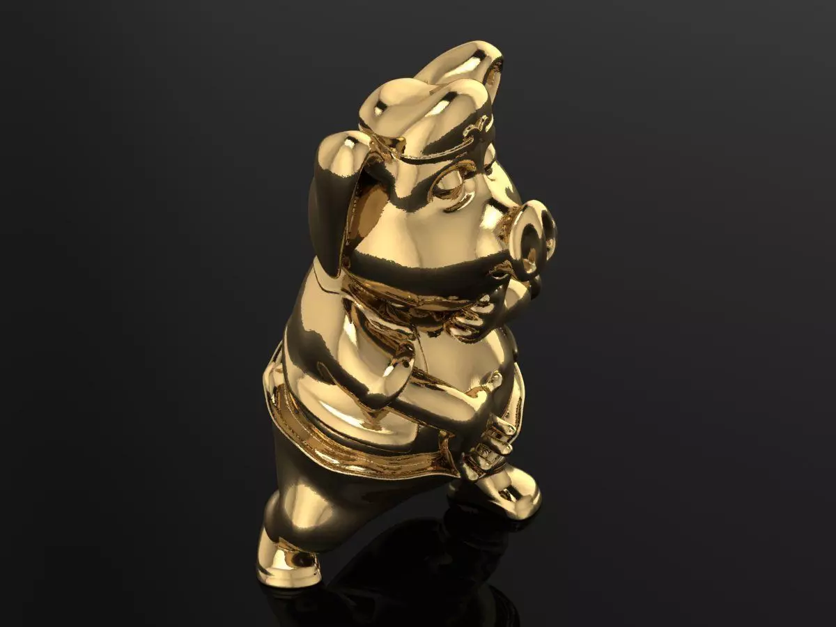 Chinese Pork Sculpture Work-SCT148 3D print model_0