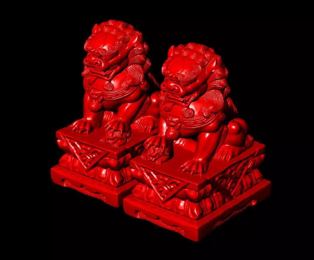 Chinese lion Sculpture Work-SCT027 3D print model_0