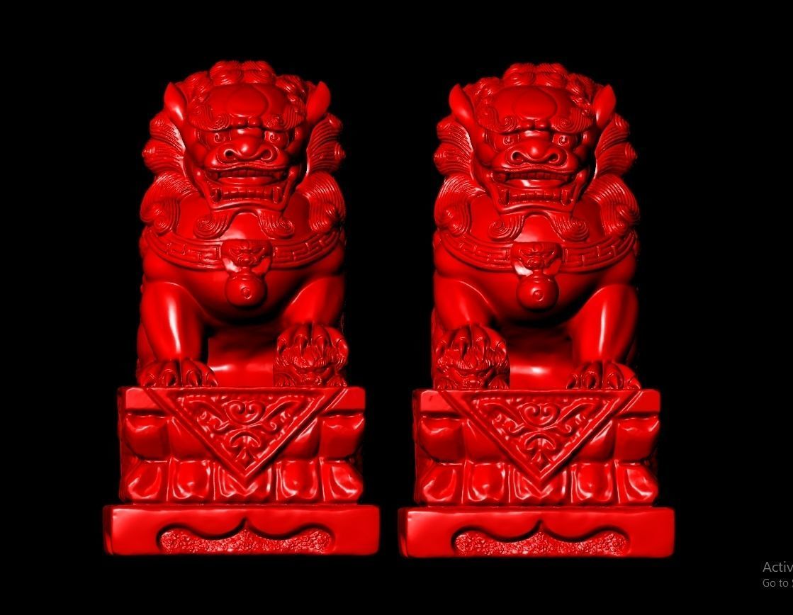 Chinese lion Sculpture Work-SCT027 3D print model_1
