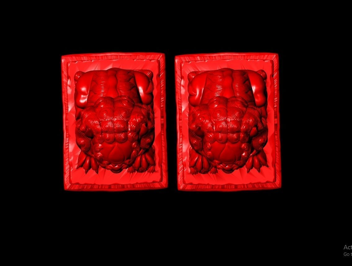 Chinese lion Sculpture Work-SCT027 3D print model_3