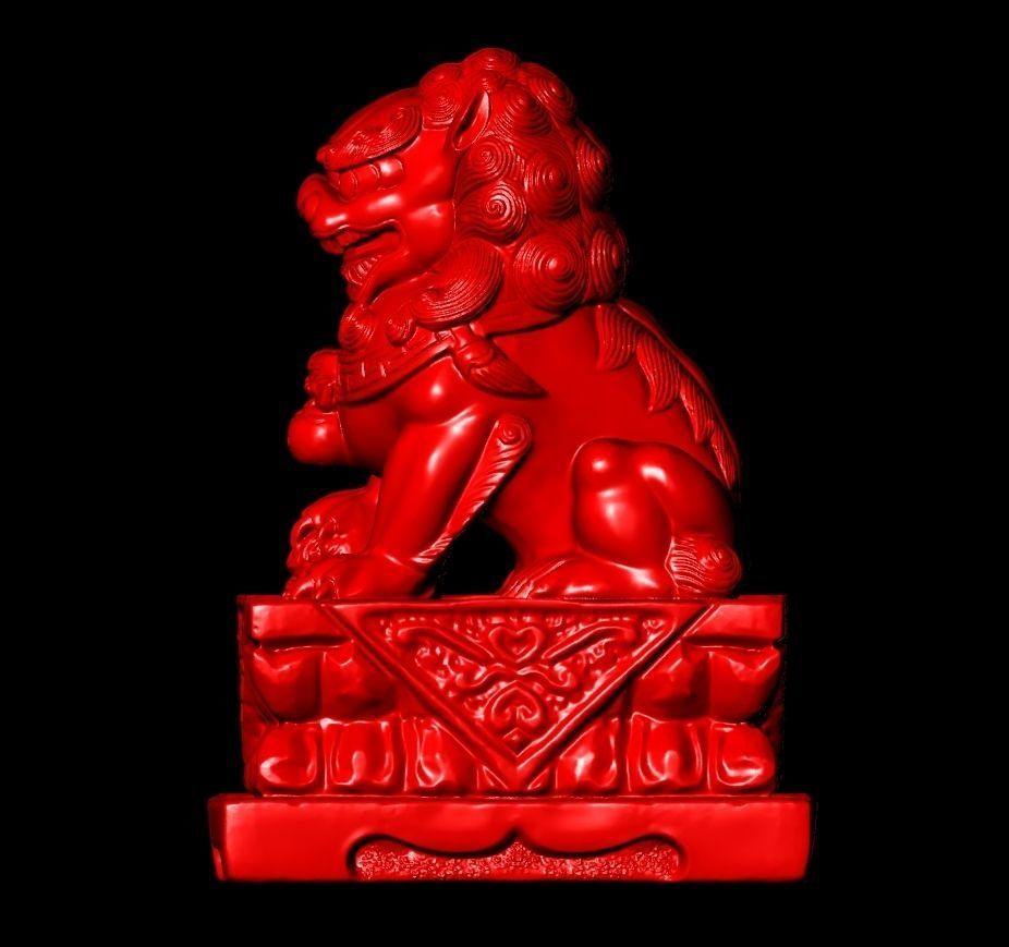 Chinese lion Sculpture Work-SCT027 3D print model_2