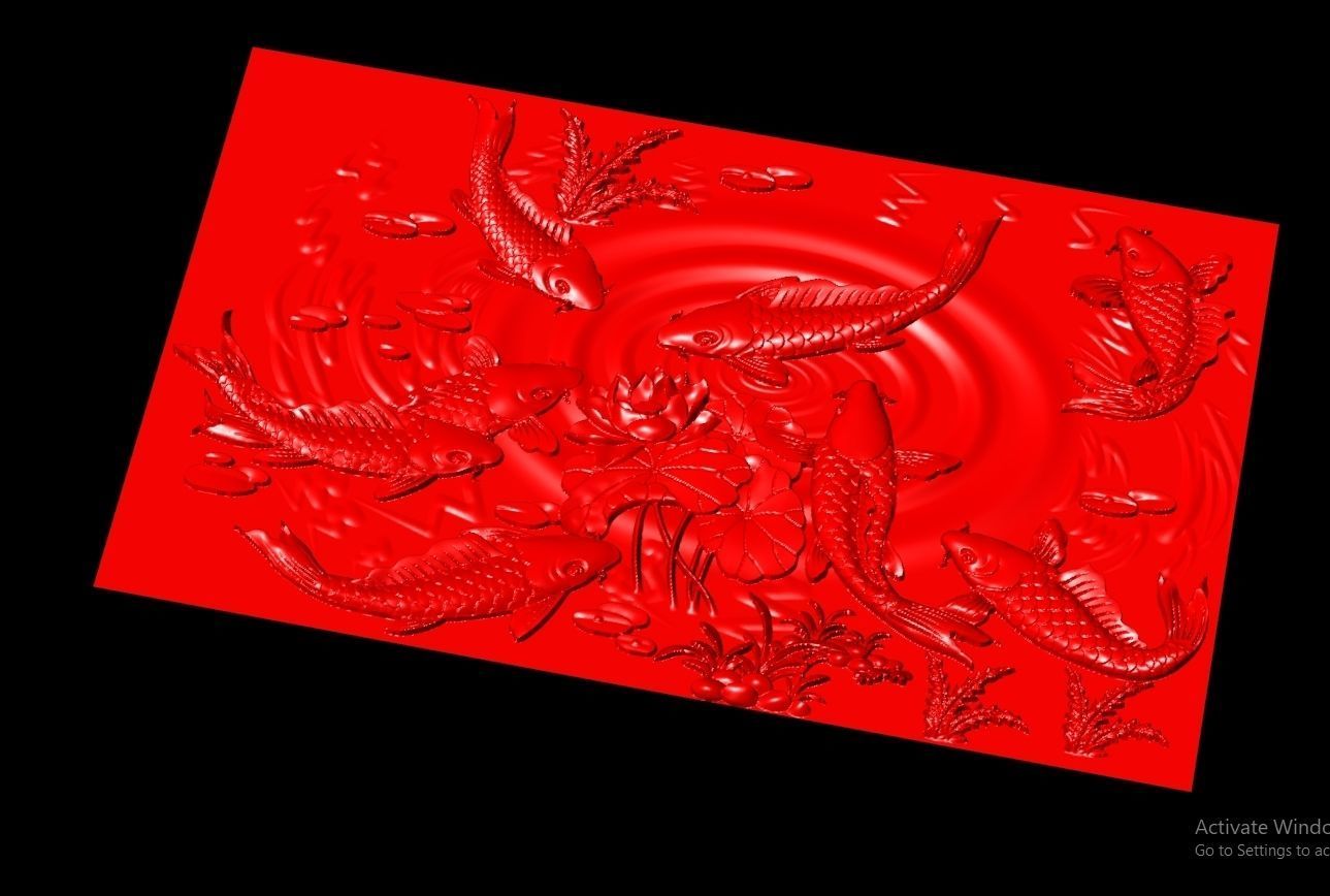 Koi Fish Sculpture Work-SCT026 3D print model_1