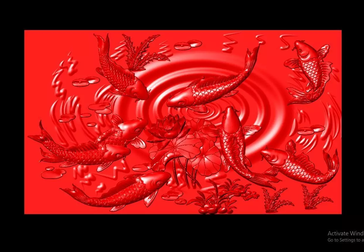 Koi Fish Sculpture Work-SCT026 3D print model_0