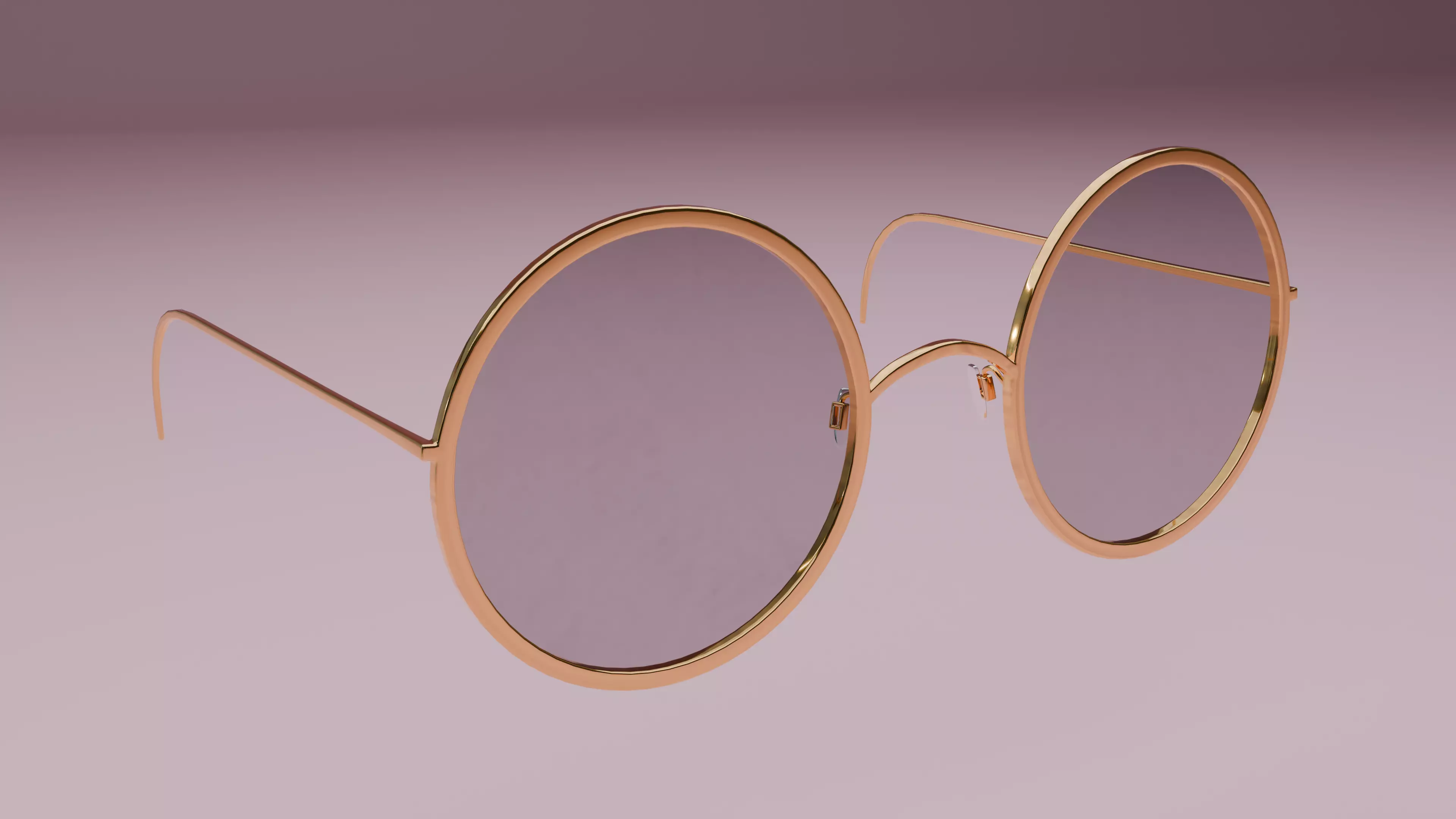 golden round Glasses Low-poly 3D model