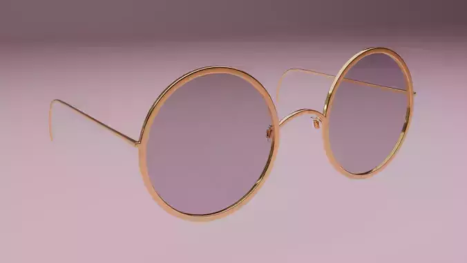 golden round Glasses Low-poly 3D model