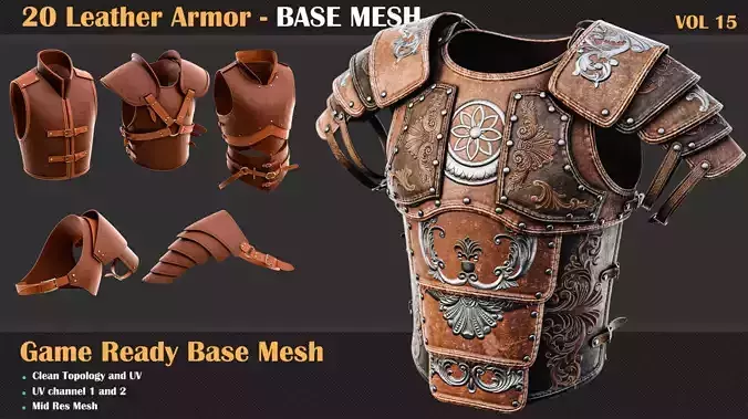 20 Leather Armor BASE MESH - VOL 15   3D model