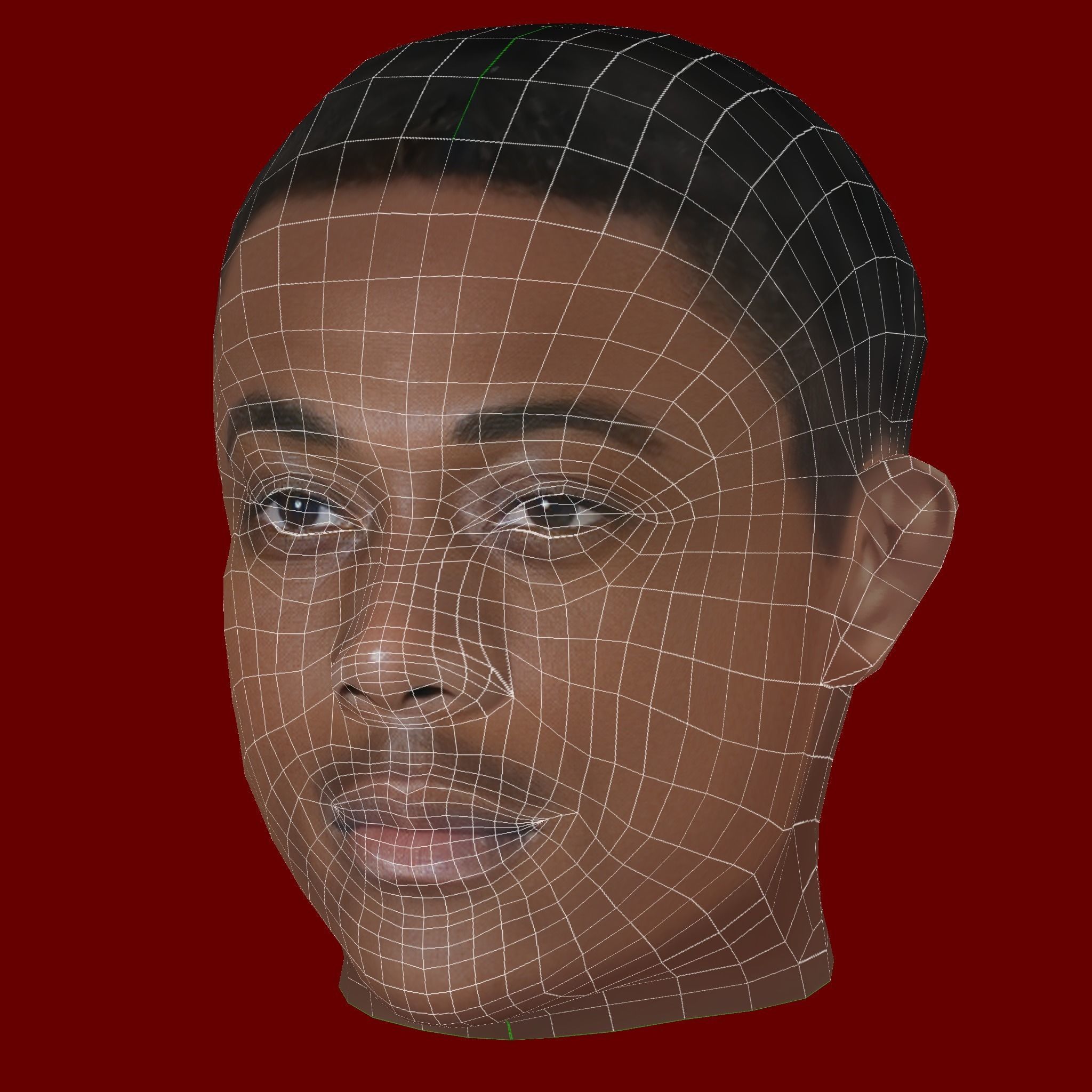Anthony Martial Head - Low poly head for game Low-poly 3D model_7