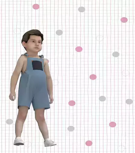 Baby boy dungaree Rigged Avatar  Low-poly 3D model