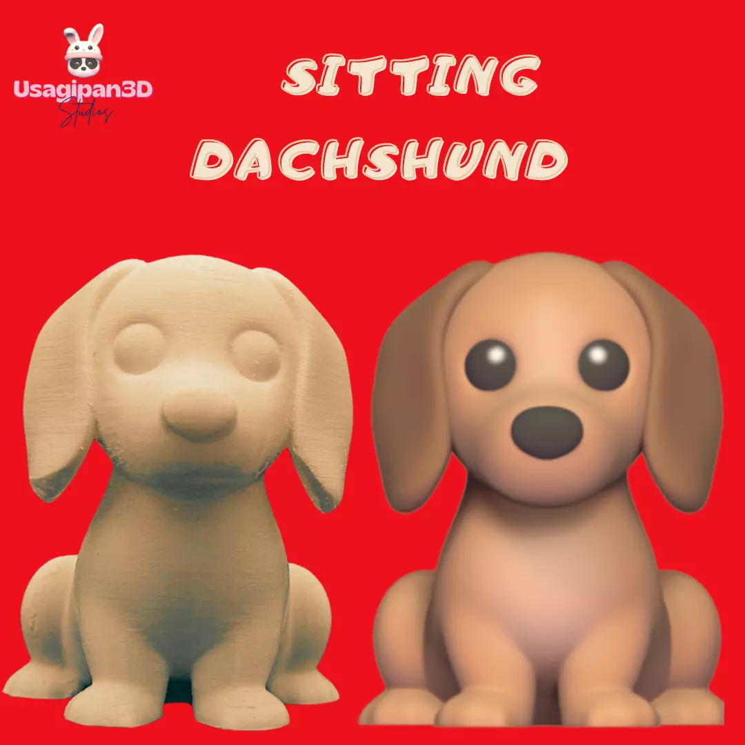 Sitting Dachshund 3D print model_0