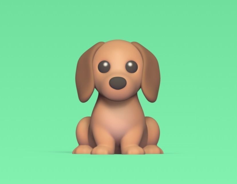 Sitting Dachshund 3D print model_1