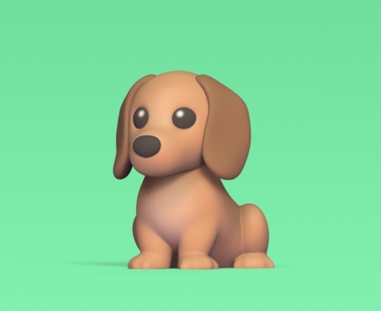 Sitting Dachshund 3D print model_2