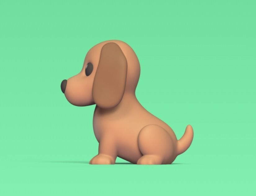 Sitting Dachshund 3D print model_3