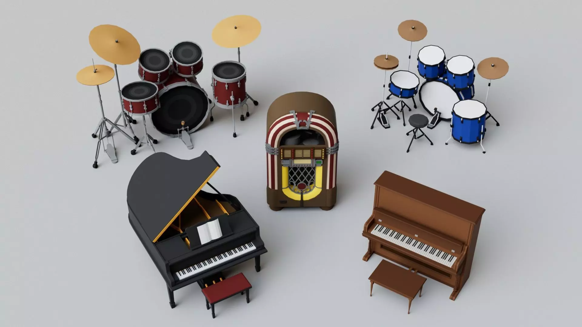 Realistic Musical Insturment Props Pack Collection Low-poly 3D model_1