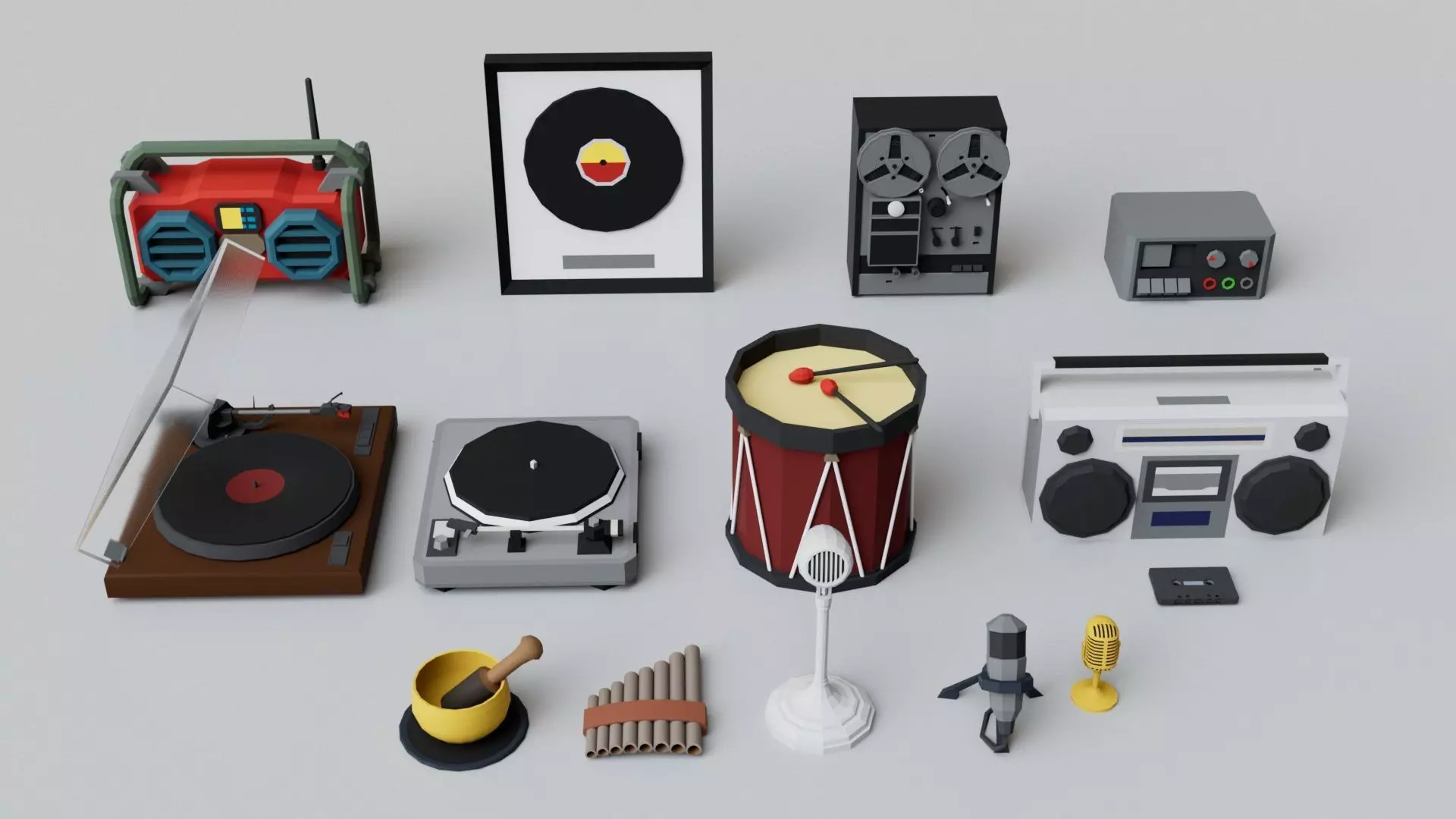 Realistic Musical Insturment Props Pack Collection Low-poly 3D model_11