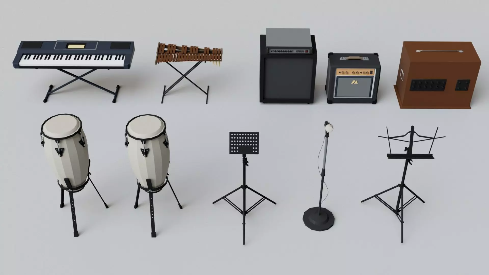 Realistic Musical Insturment Props Pack Collection Low-poly 3D model_3