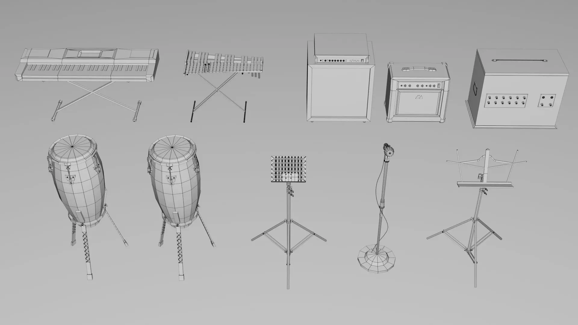 Realistic Musical Insturment Props Pack Collection Low-poly 3D model_4