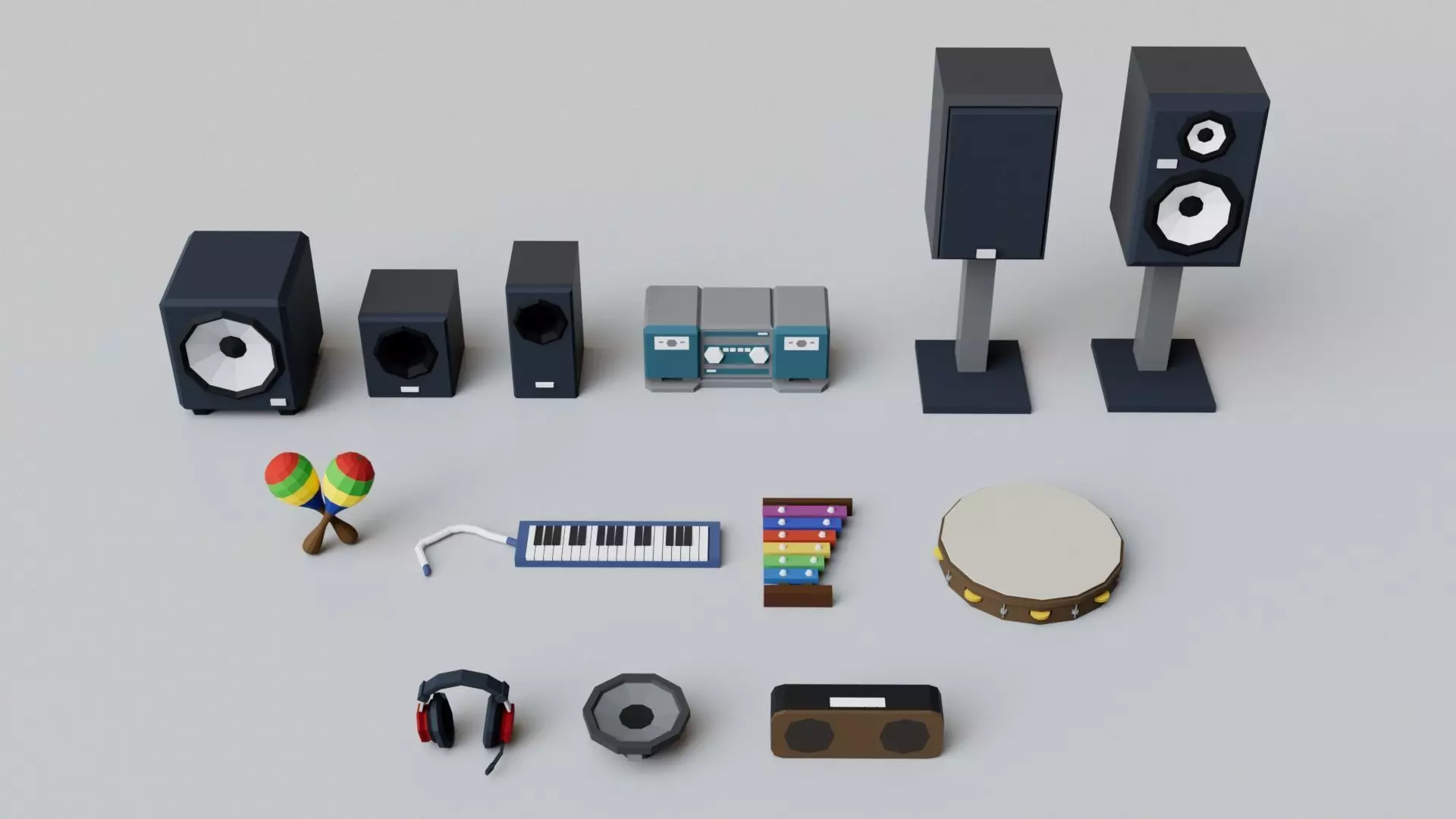 Realistic Musical Insturment Props Pack Collection Low-poly 3D model_13