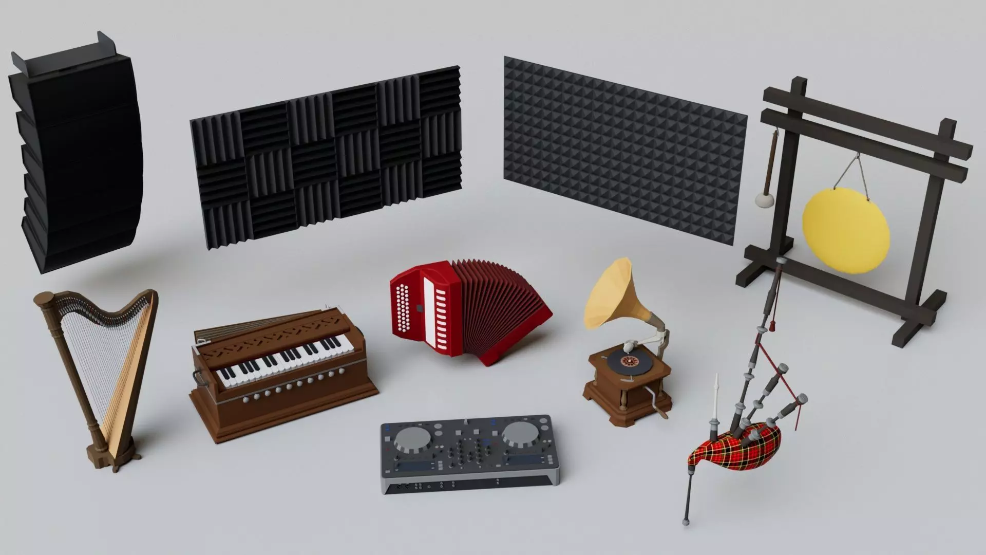 Realistic Musical Insturment Props Pack Collection Low-poly 3D model_7