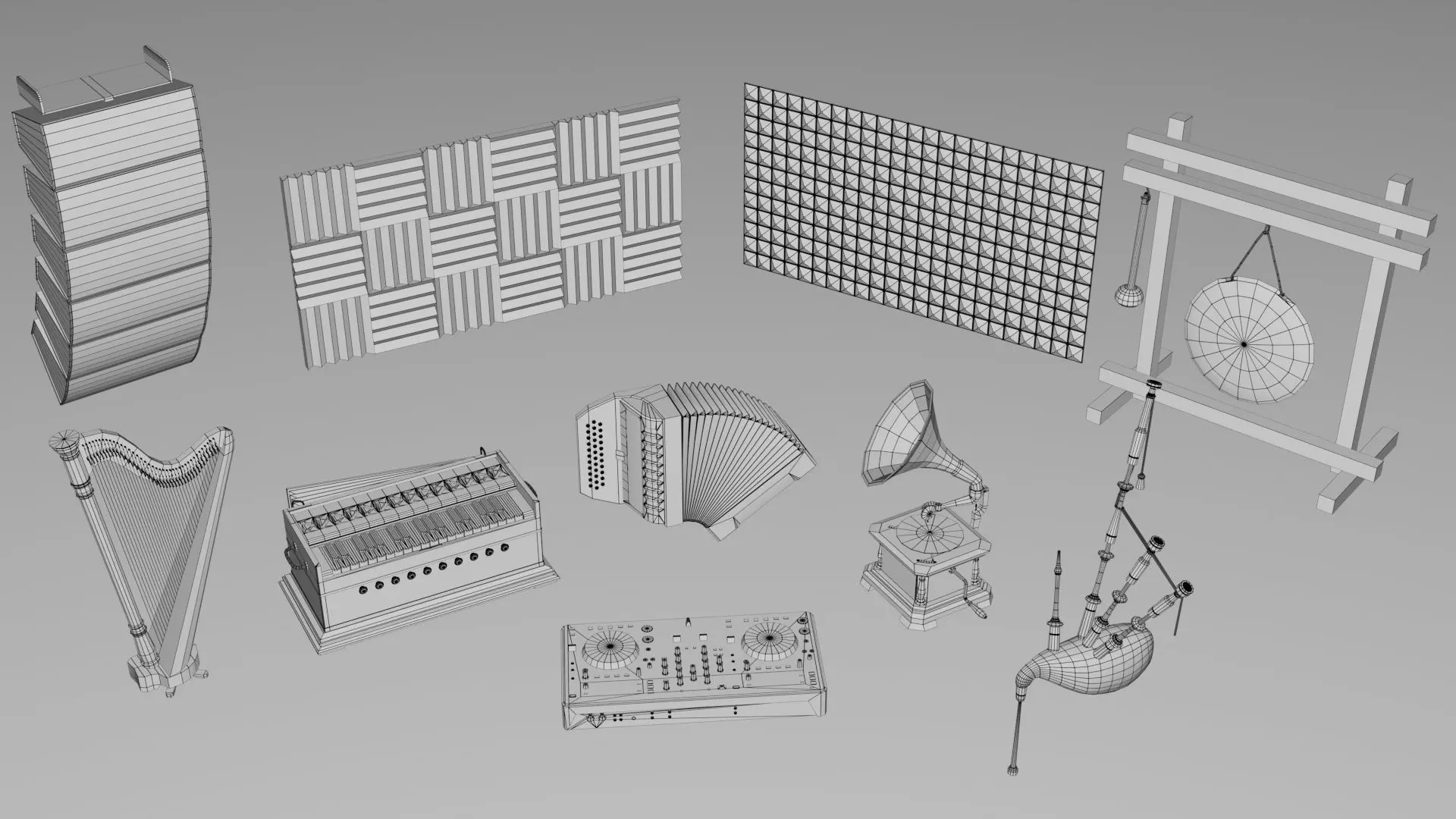 Realistic Musical Insturment Props Pack Collection Low-poly 3D model_8