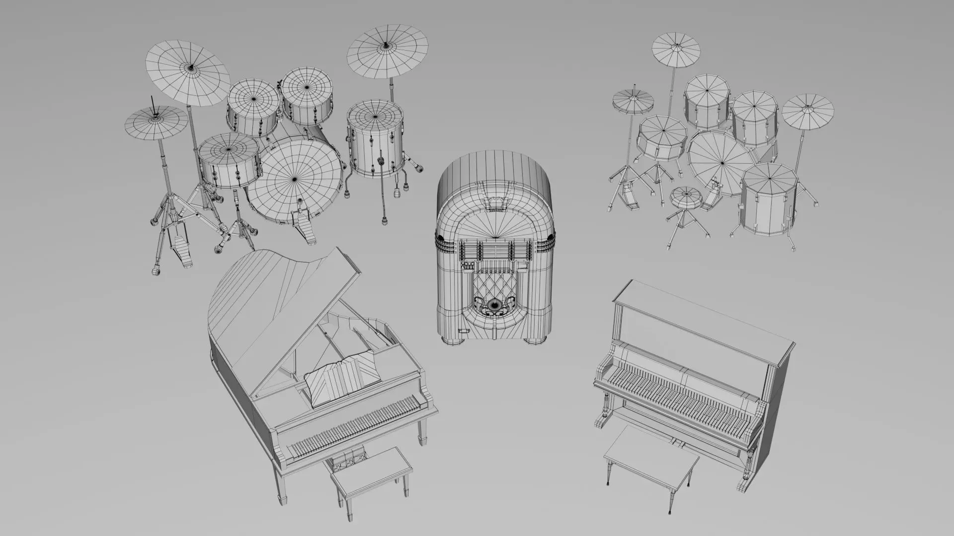 Realistic Musical Insturment Props Pack Collection Low-poly 3D model_2