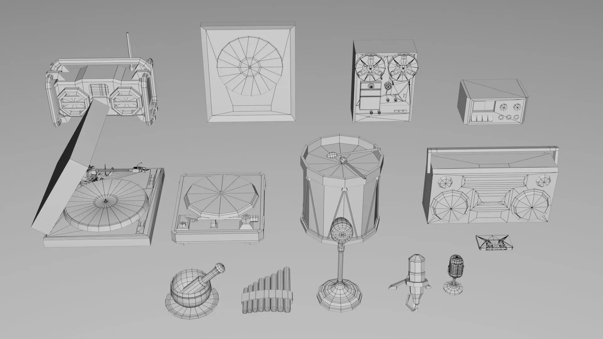 Realistic Musical Insturment Props Pack Collection Low-poly 3D model_12