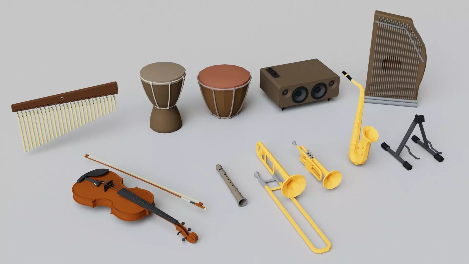 Realistic Musical Insturment Props Pack Collection Low-poly 3D model_9