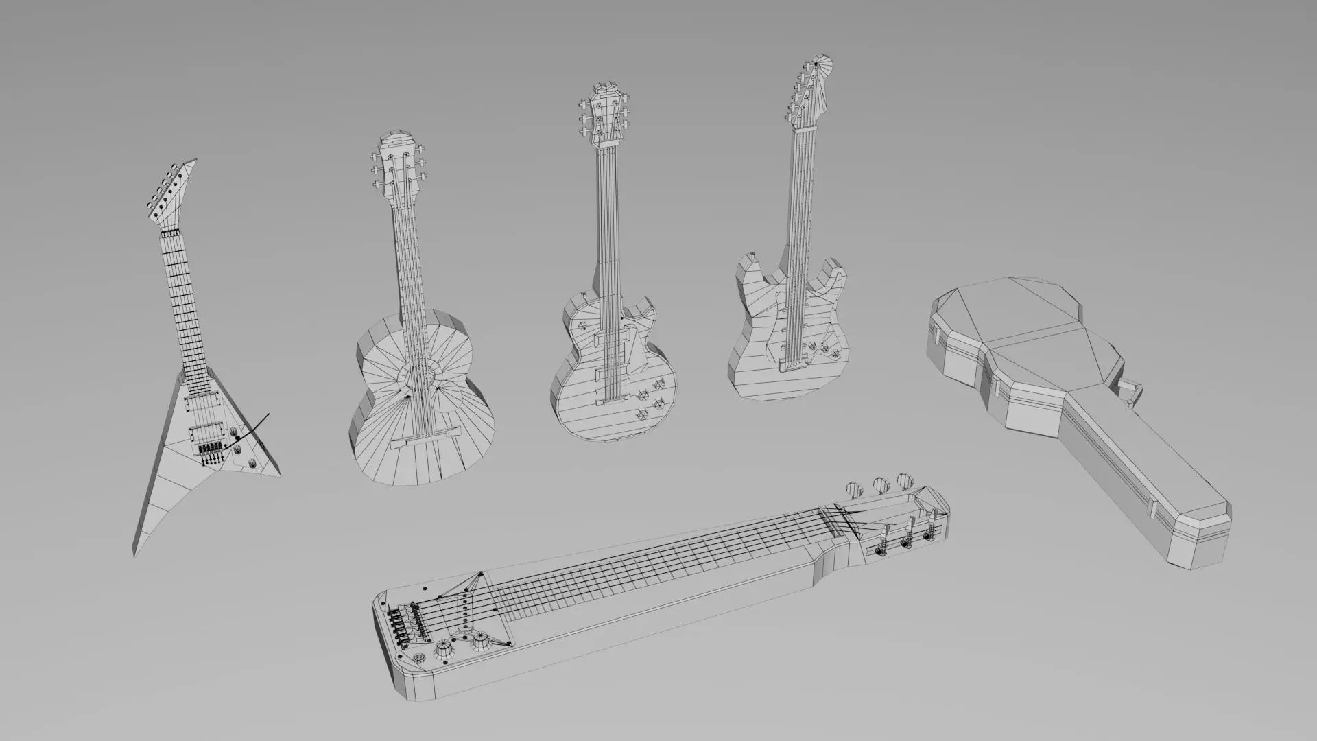 Realistic Musical Insturment Props Pack Collection Low-poly 3D model_6