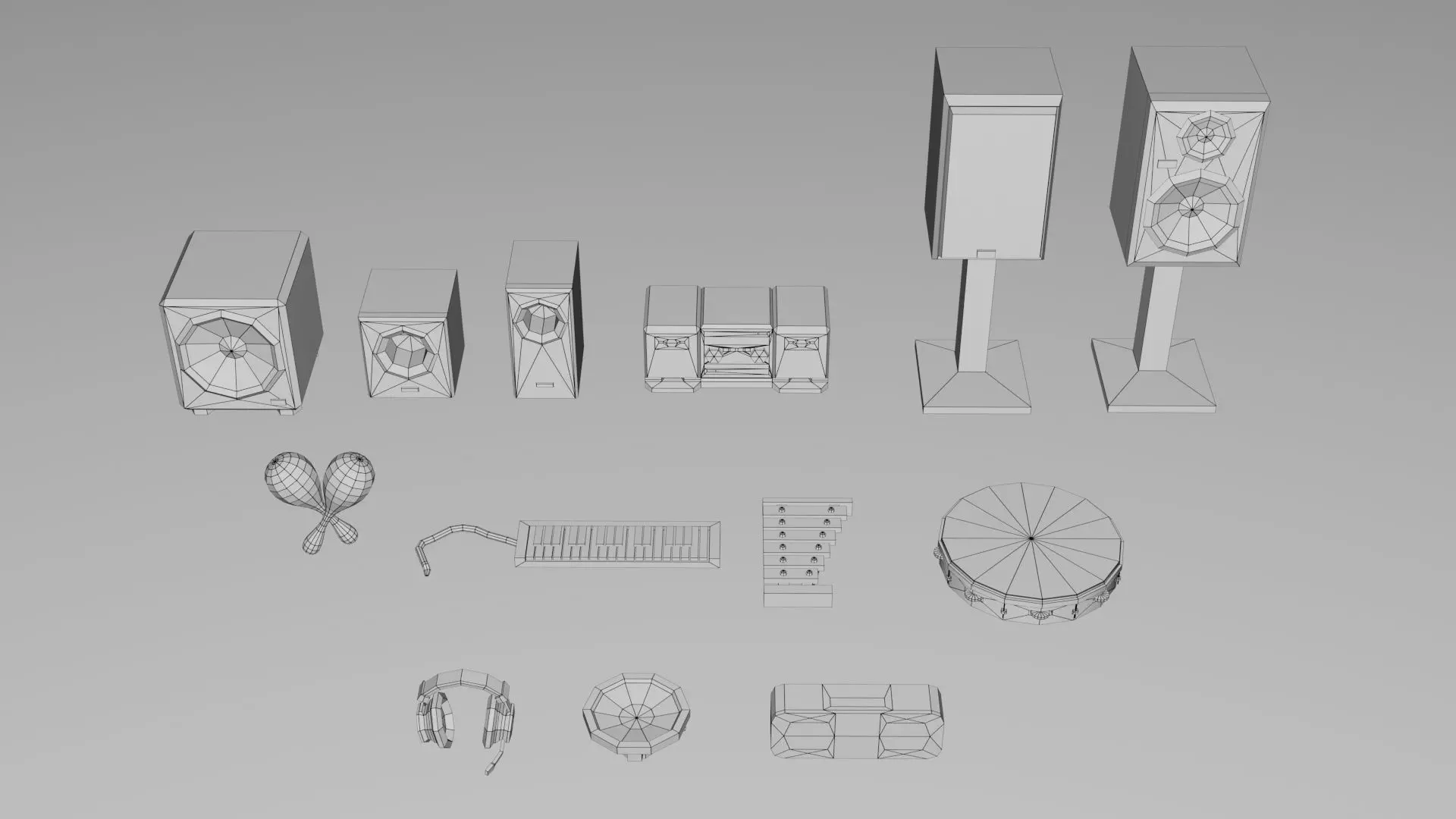 Realistic Musical Insturment Props Pack Collection Low-poly 3D model_14